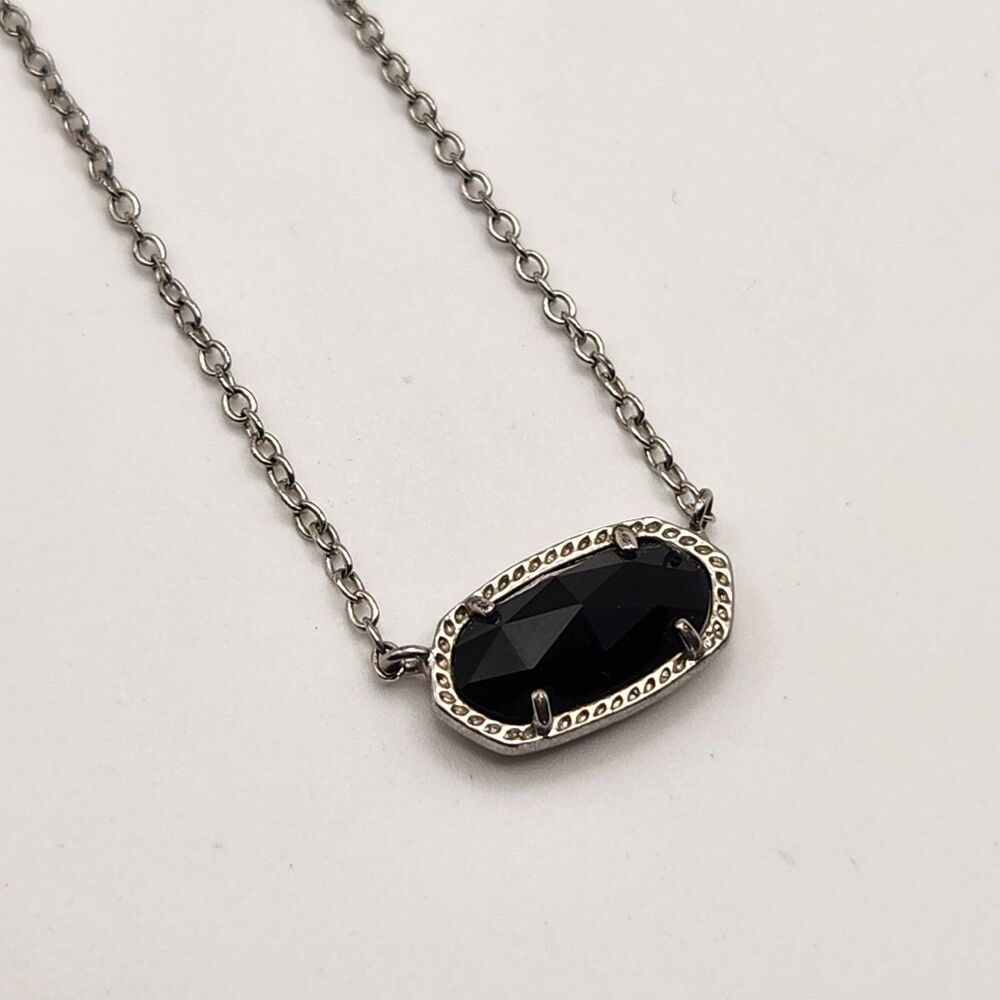 Kendra Scott Elisa Silver Pendant Necklace in Black #6 - Picture 2 of 5